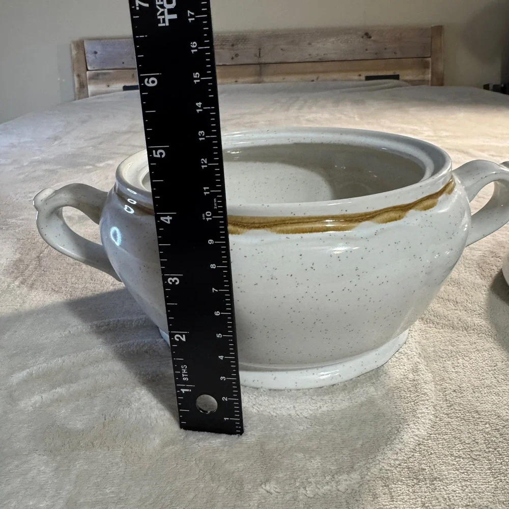 Americana Hearthside Berries n Cream Vintage Stoneware Sugar Bowl Casserole Set